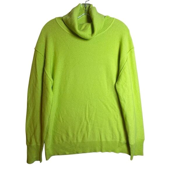Free People Treasure 100% Cashmere Turtleneck Sweater Chartreuse Sz S Goblincore - Picture 1 of 16